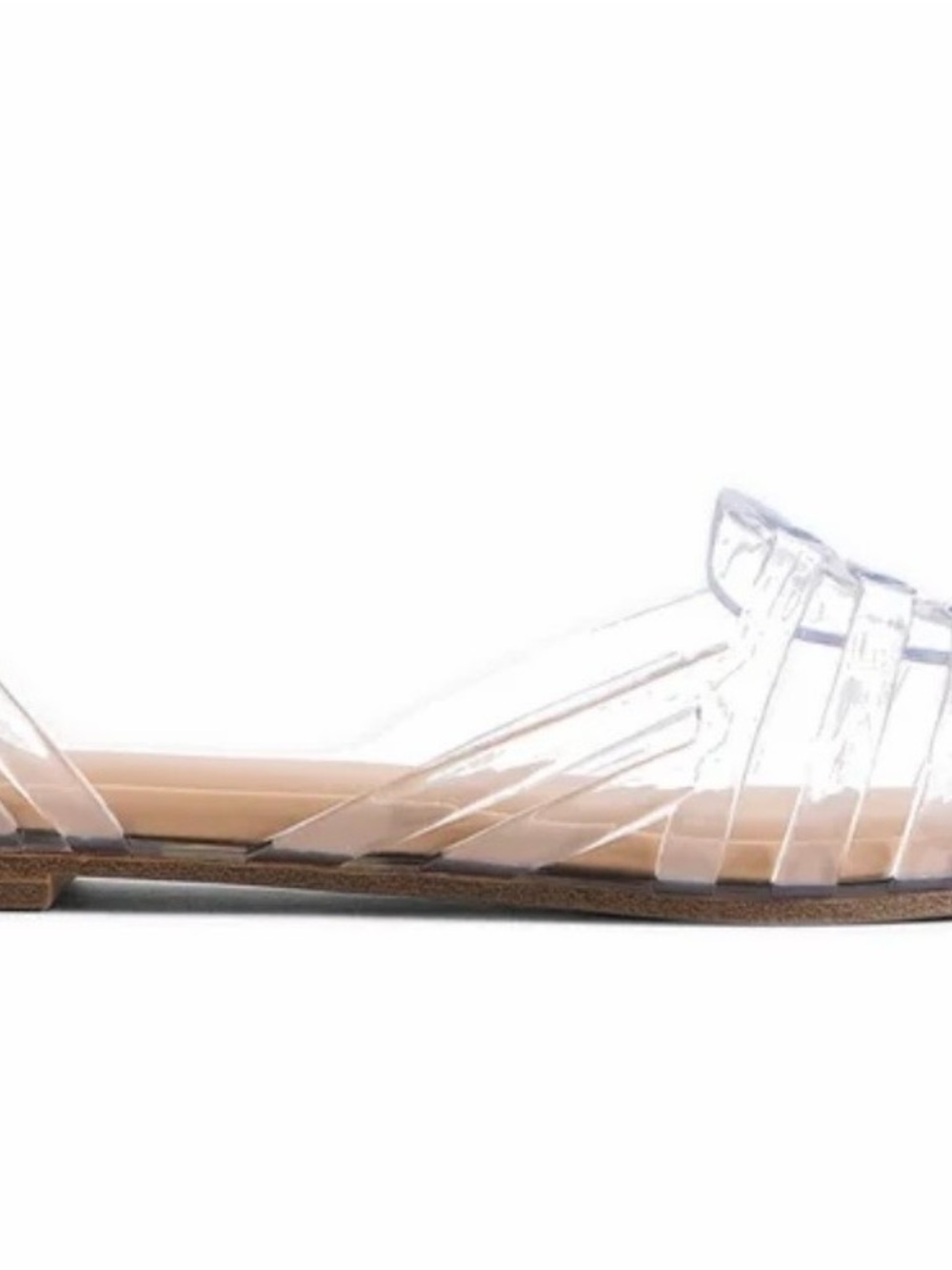 Time and Tru Clear Strappy Sandals with Tan Footbed - Women NEW - Picture 3 of 5